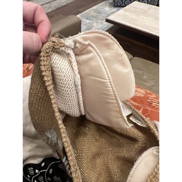 VTG Bonnie Boerer S/P Cream Gold Metallic Sweater Japanese Geisha Applique EUC - Picture 8 of 9